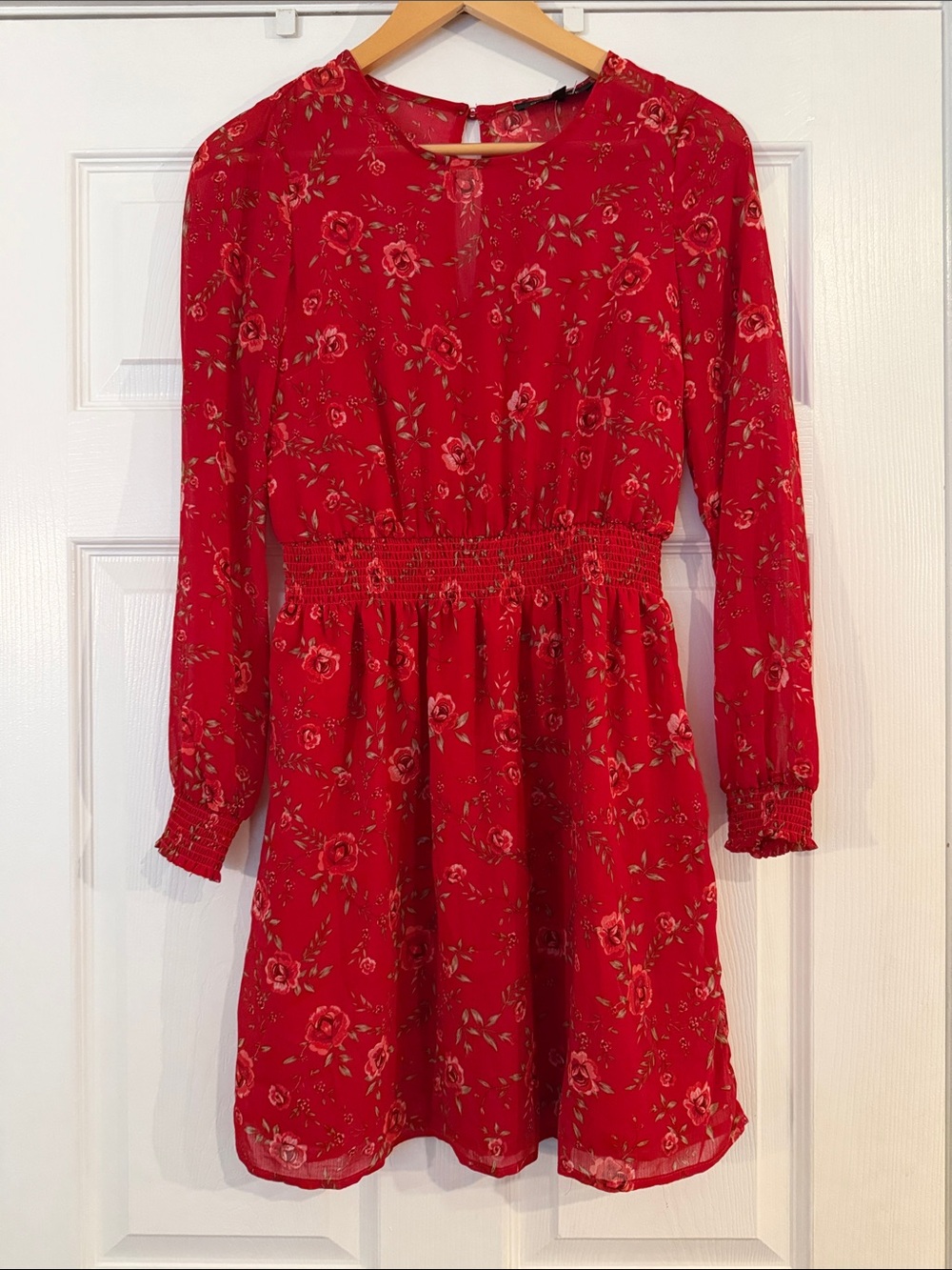 Dynamite Red Floral V-Neck dress
